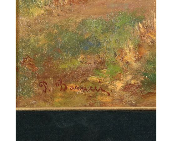 Dipinto di Pietro Barucci Scena Campestre con Figure