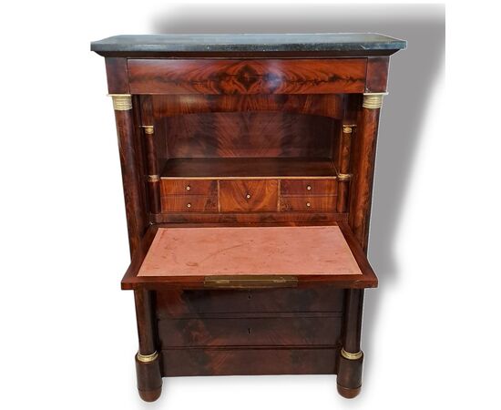 SECRETAIRE IN PIUMA DI MOGANO - FRANCIA - XIX SEC.