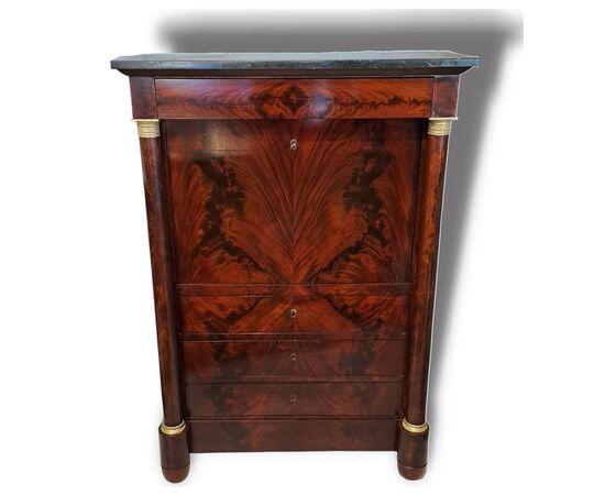 SECRETAIRE IN PIUMA DI MOGANO - FRANCIA - XIX SEC.