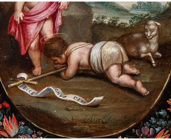 Scuola fiamminga, secondo terzo del XVII sec, Bambino con San Giovannino