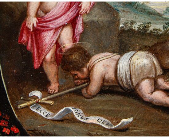 Scuola fiamminga, secondo terzo del XVII sec, Bambino con San Giovannino