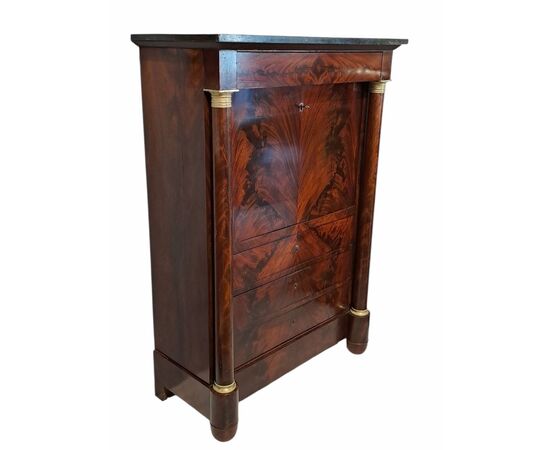 SECRETAIRE IN PIUMA DI MOGANO - FRANCIA - XIX SEC.
