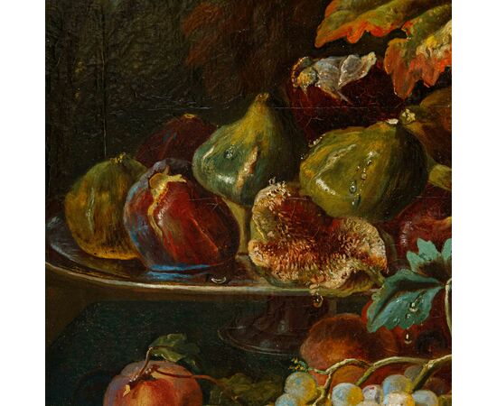 19th century, follower of Maximilian Pfeiler, Still life with grapes and watermelon and carpet