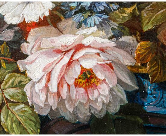 Natura morta ovale con fiori, XIX secolo