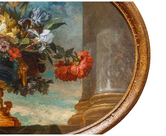 Natura morta ovale con fiori, XIX secolo