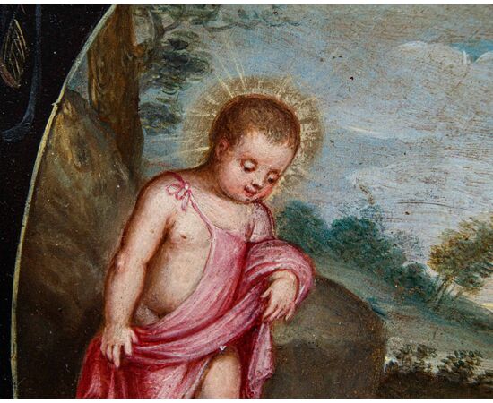Scuola fiamminga, secondo terzo del XVII sec, Bambino con San Giovannino