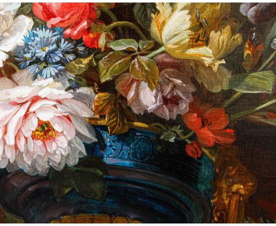 Natura morta ovale con fiori, XIX secolo