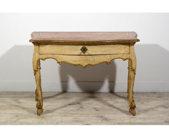 Consolle in legno laccato e dorato, Marche, primi anni del XVIII secolo, Epoca barocca