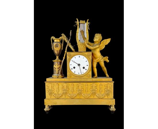 Mercury gilded bronze clock. Dhalström manufacture. Sweden.