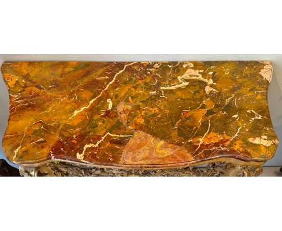 Console in legno scolpito intagliato e dorato, Genova, metà XVIII secolo