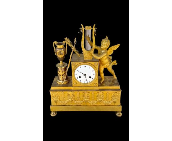 Mercury gilded bronze clock. Dhalström manufacture. Sweden.