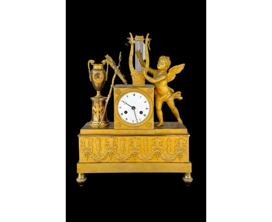 Mercury gilded bronze clock. Dhalström manufacture. Sweden.