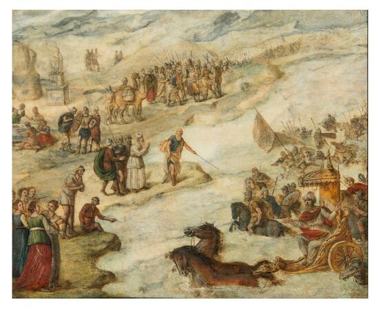 Antonio Tempesta (cerchia), "Mosè separa le acque del Mar Rosso"