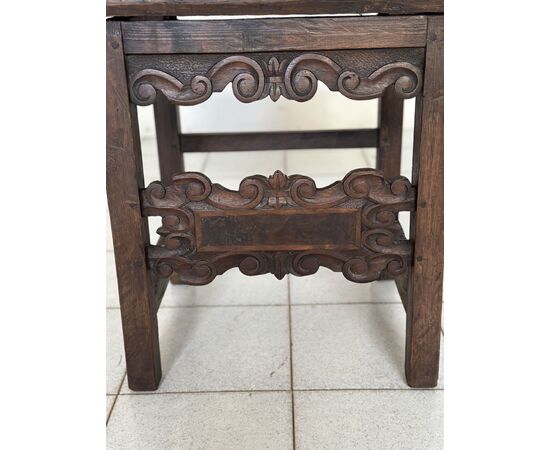 Louis XIV walnut carved folder chair. Lombardy 17th century