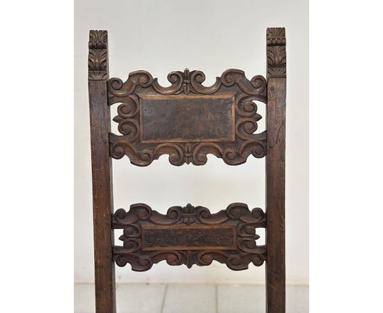 Louis XIV walnut carved folder chair. Lombardy 17th century
