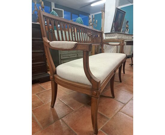 Neoclassical style walnut sofa