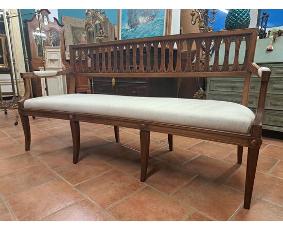 Neoclassical style walnut sofa