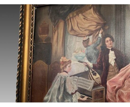 DIPINTO OLIO SU TELA  " SCENA  DI BALLO "
