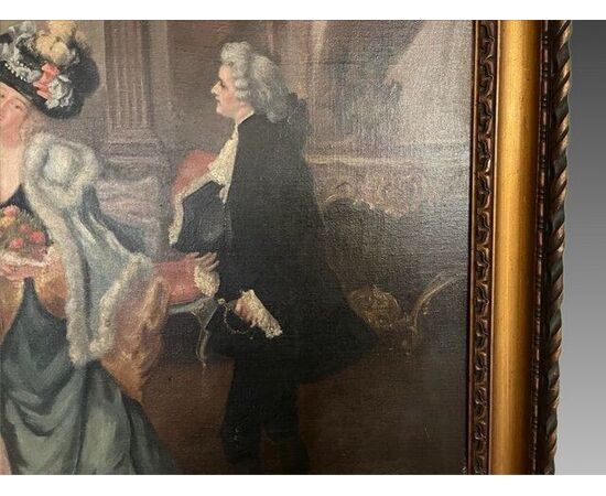 DIPINTO OLIO SU TELA  " SCENA  DI BALLO "