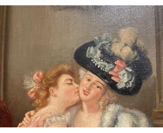 DIPINTO OLIO SU TELA  " SCENA  DI BALLO "