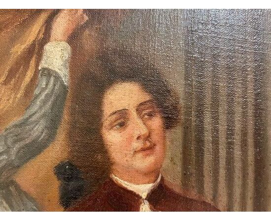 DIPINTO OLIO SU TELA  " SCENA  DI BALLO "