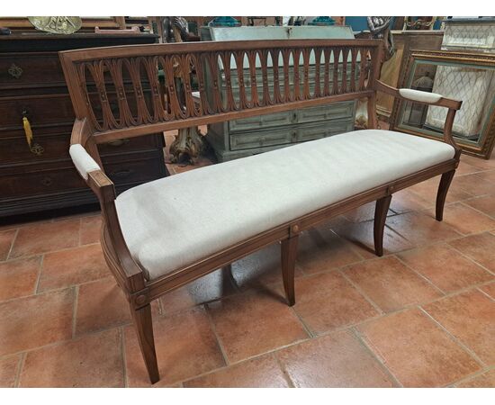 Neoclassical style walnut sofa