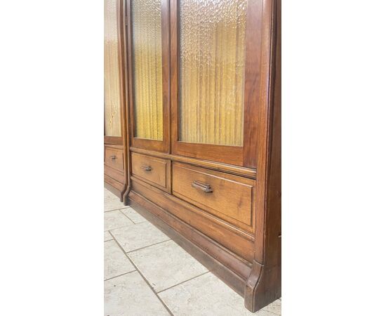 Set of five light walnut bookcases