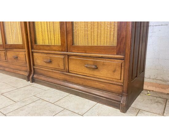 Set of five light walnut bookcases