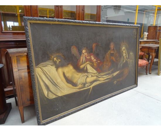 Monumentale dipinto olio tela datato 1751 scuola spagnola Deposizione di Cristo