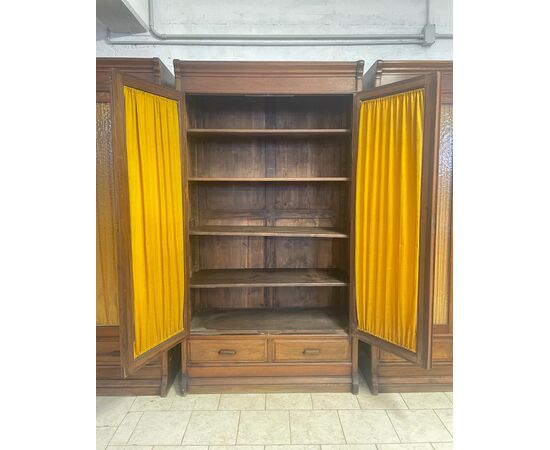 Set of five light walnut bookcases