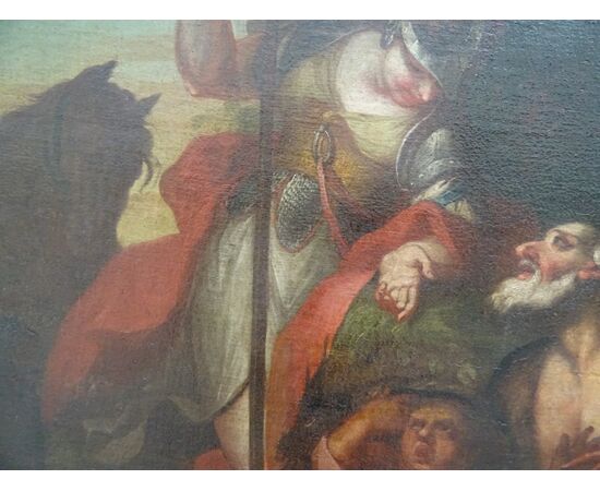 Grande dipinto olio su tela scuola italiana XVII secolo scena mitologica
