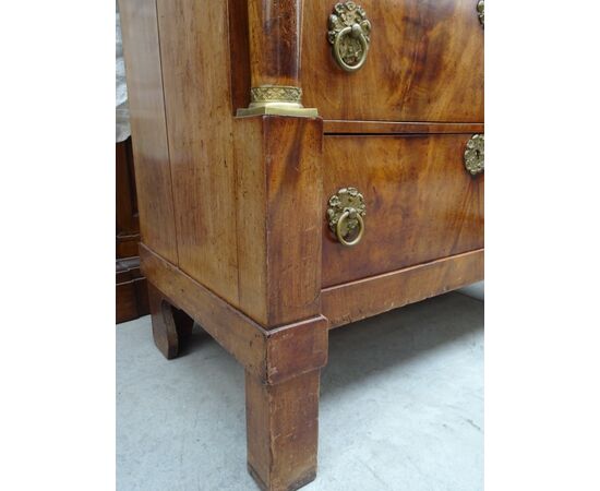 Settimanale impero in piuma di mogano con bronzi 1820 Olanda