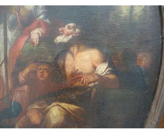 Grande dipinto olio su tela scuola italiana XVII secolo scena mitologica
