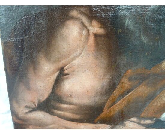 Dipinto olio su tela scuola italiana San girolamo XVII secolo