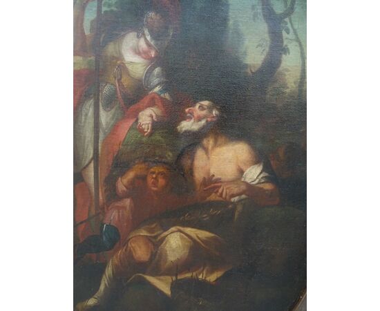 Grande dipinto olio su tela scuola italiana XVII secolo scena mitologica