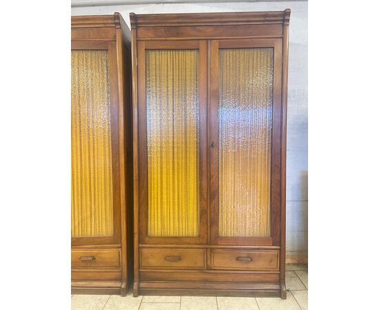 Set of five light walnut bookcases