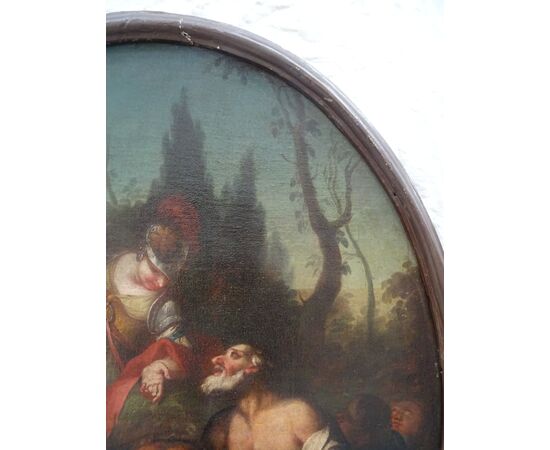 Grande dipinto olio su tela scuola italiana XVII secolo scena mitologica