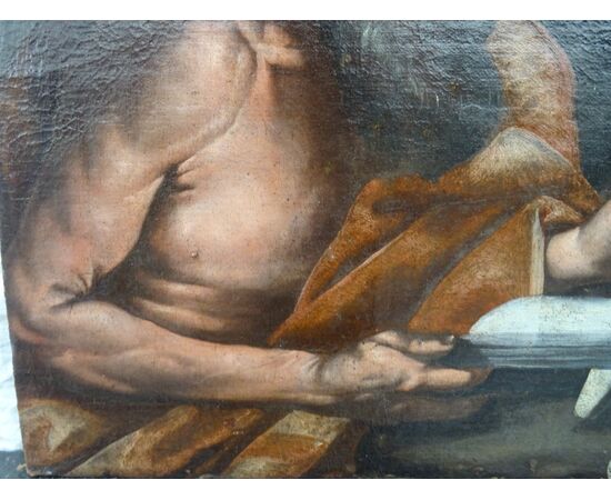 Dipinto olio su tela scuola italiana San girolamo XVII secolo