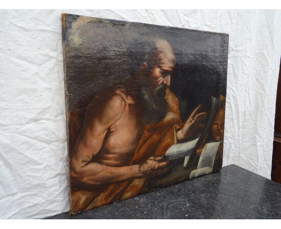 Dipinto olio su tela scuola italiana San girolamo XVII secolo