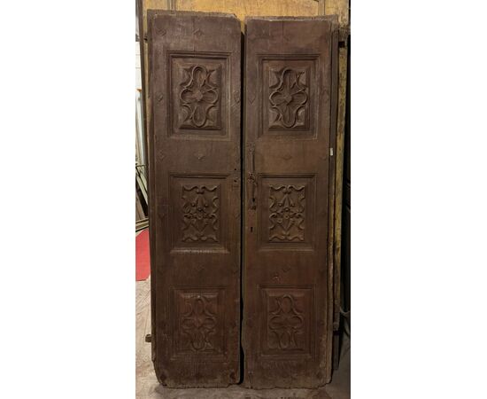 PTCI534 - Portoncino da ingresso, con ricchi pannelli scolpiti, epoca '700, luce cm L 86 x H 192