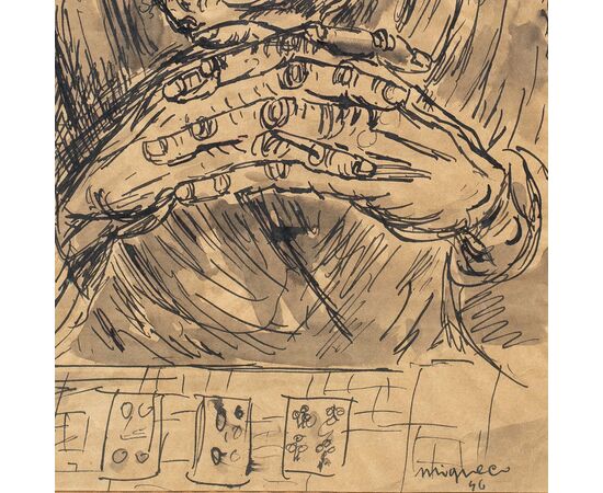 Giuseppe Migneco (Messina 1903 - Milano 1997) - La cartomante.