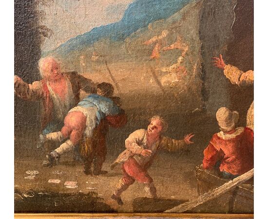 Matteo Ghidoni, known as Matteo dei Pitocchi (Florence 1626 - Padua 1700) - Genre scene with reprimanded child.