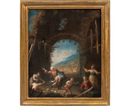 Matteo Ghidoni, known as Matteo dei Pitocchi (Florence 1626 - Padua 1700) - Genre scene with reprimanded child.