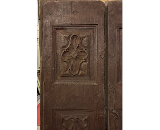 PTCI534 - Portoncino da ingresso, con ricchi pannelli scolpiti, epoca '700, luce cm L 86 x H 192