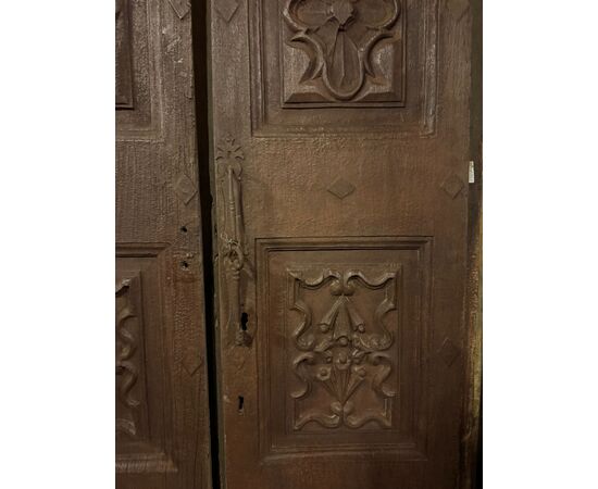 PTCI534 - Portoncino da ingresso, con ricchi pannelli scolpiti, epoca '700, luce cm L 86 x H 192