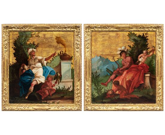 Pittore veneziano (XVIII sec.) - Allegoria dell’Asia e Allegoria dell’America.