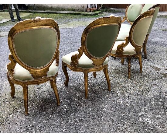 Three mid-19th century gilded armchairs