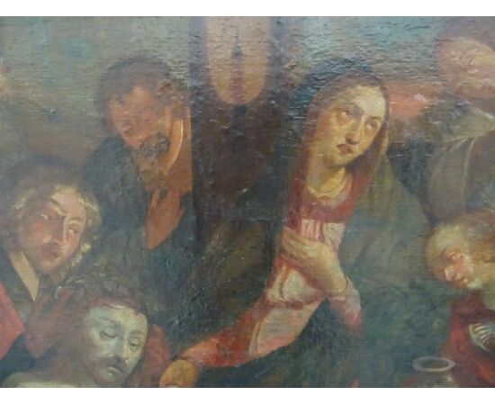 Grande dipinto olio su tela scuola austriaca-tedesca del 1700 Lamento di Cristo