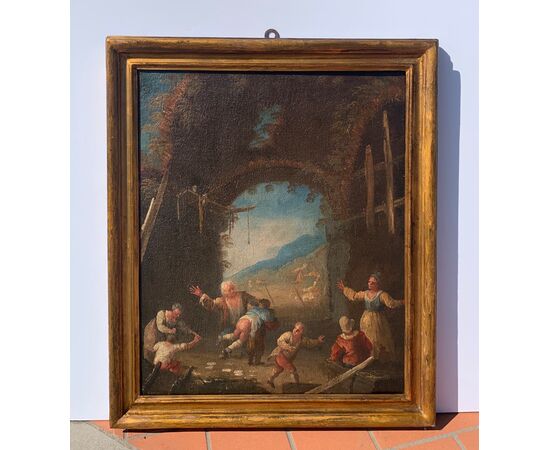 Matteo Ghidoni, known as Matteo dei Pitocchi (Florence 1626 - Padua 1700) - Genre scene with reprimanded child.