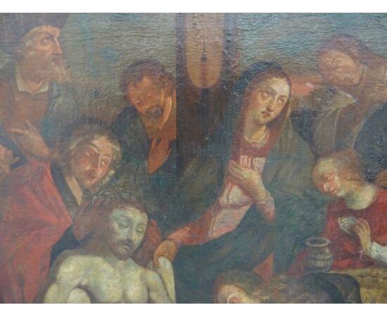 Grande dipinto olio su tela scuola austriaca-tedesca del 1700 Lamento di Cristo